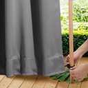 NICETOWN 2 Panels Outdoor Curtains Waterproof Grommet & Back Tab on Top & Bottom, Thermal Insulated Fixed Windproof Blackout Outdoor Drapes Privacy for Patio with Rope for Fixed, W52 x L95, Grey
