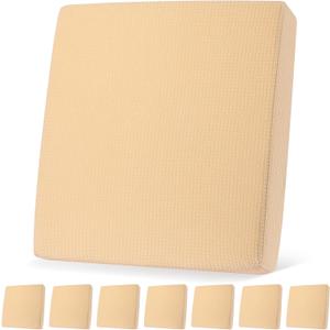 Newwiee 8 Waterproof Patio Stretch Sofa Cushion Covers Outdoor Cushion Covers Replacement Couch Slipcovers Sofa Seat Cover Soft Flexibility Chair Cushion Cover Furniture Protector for Pet (Beige)