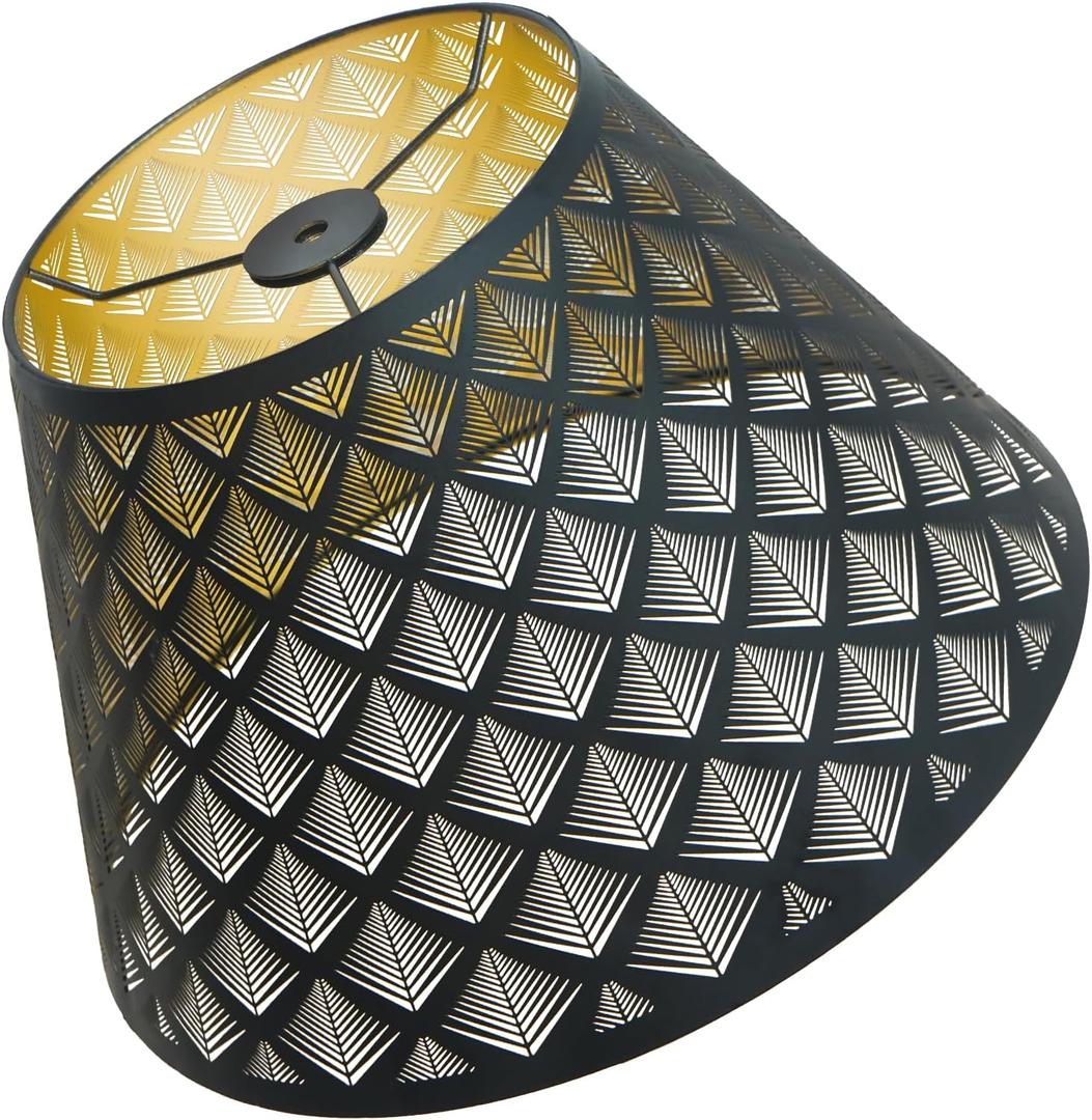 Metal Black Replacement Mini Lamp Shade, Western Lamp Shades, Clip On Lampshade, Arrow Pattern Lampshade, 7" Top x 13" Bottom x 7.8" Height, Fitts Table Lamp Shades And Floor Lamp Shade