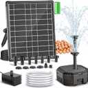 Antfraer 7W Solar Fountain Pump with 3600mAh Battery Backup & Pond Filter, Solar Water Fountain Pump with 8 Nozzles & PVC Tubing, Solar Fountain for Bird Bath, Small Ponds, Waterfall, Hydroponics