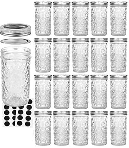 VERONES Mason Jars 12 OZ, Canning Jars Jelly Jars With Regular Lids, Ideal for Jam, Honey, Wedding Favors, Shower Favors, 20 PACK