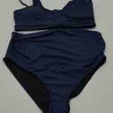 Summer Mae Maternity Ribbed High Waist Swimsuit Crop Top Bikini Bathing Suit High Cut Two Piece Pregnancy Swimwear (XX-Large, Navy)