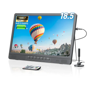 NORTHING 18.5" Portable TV for Camping, 6000mAH Built-in Power Operated TV, Full HD 1080P Small T V with Antenna, 12v TV for Car, Support USB/HDMI/AV Input, Operated T V for RV Kitchen Power Outage