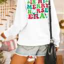 VILOVE Christmas Nurse Sweatshirt Women In My Merry Nurse Era Pullover Nurse Life Shirt Christmas Crewneck Long Sleeve Tops (White, XXL)