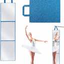 Foldable Acrylic Full Length Mirror with Handle, Blue, Tri-Fold
