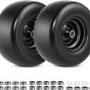 13x6.50-6 Flat Free Lawn Mower Tires and Wheel, 13x6.50-6 Solid Smooth Replacement Front Tires for Zero Turn Lawn Mowers, with 3/4" & 5/8" Bearings, 4"- 8.2" Centered Hub, 2 Pack, 136.50-6