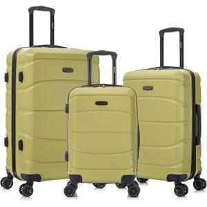 DUKAP SENSE 3-Piece Hardside Spinner Luggage Set Durable Zipper Green, 20, 24, 28 Inch