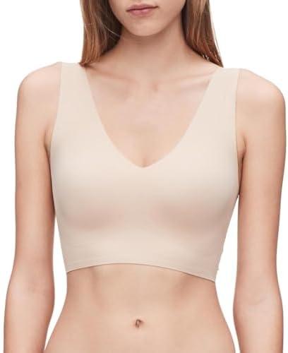 Calvin Klein Women's Invisibles Comfort Seamless Wirefree Lightly Lined Triangle Bralette Bra, S, Bare