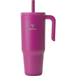 REDUCE Chiller Vacuum Insulated 40 oz Tumbler with Spill-Proof Silicone Straw - Sustainable Tritan Lid with Water Intake Markers - Soft Sit Base Travel Mug - Dishwasher Safe - Berry Bliss