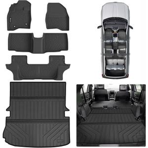 Floor Mats & Large Trunk Mat for 2015 2016 2017 2018 2019 Ford Explorer, TPE All Weather Protection Car Floor Liners with Cargo Liners & Backrest Mat Accessories