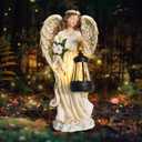 Solar Angel Outdoor Decor Garden Statues 13.2 inches Angel Figurines Outdoor Sculptures with Solar Lantern for Outside Yard Art Patio Balcony Front Lawn Ornaments Gifts for Mom Grandma Women