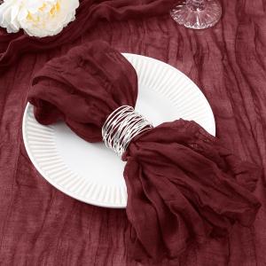 12 Pack Burgundy Red Cheesecloth Napkins Spring Cloth Napkins Set of 12 Burgundy Dinner Napkins Bulk 21x21 Inches for Wedding Bridal Shower Baby Shower Valentine's Day