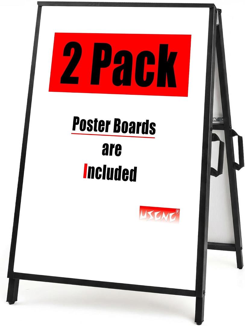 USCNC A Frame Sidewalk Sign 24x36 inches Sandwich Board Signs Outdoor Heavy Duty Double-Sided,including 2 Corrugated Boards 2 Anti-Glare for Business Indoor Outdoor (1PACK)