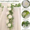 Dolicer 2Pcs 13Ft Artificial Eucalyptus Garlands with Flowers - 8 Roses, Faux Floral Greenery Garlands Fake Flowers Vines for Wedding Table Centerpieces Arch Party Ceremony Backdrop Decor (White)