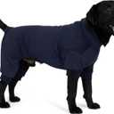 cyeollo Dog Pajamas for Medium Large Dogs Stretchable Pjs Soft Thermal Pet Onesie Jumpsuit Winter Dog Clothes for Dogs, Navy XXL