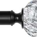 Black Curtain Rod 32 to 58 Inch, HOTOZON Heavy Duty Curtain Rods for Windows, 1 Inch Decorative Single Drapery Rod with Exquisite Translucent Twisted Finials, Black