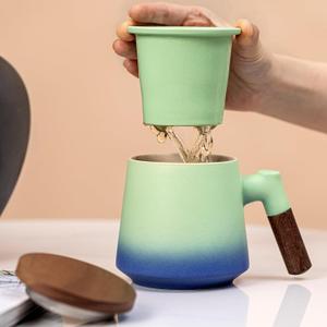 Ceramic Tea Mug with Infuser & Lid, 14oz Kiln-Transformed Unique Cup  Nature's Artisan Design, Loose Leaf Tea Cup with Infuser, Insulated Ceramic Coffee Mugs with Lid, Gift for Women/Men (13.5 Ounces)