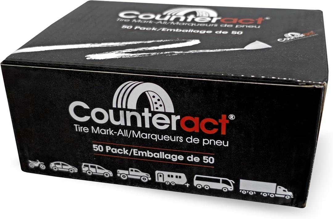 Counteract Professional Grade Mark-All Tire Crayon - White - 50 Pack - Long Lasting - Weather Resistant - Fade Resistant