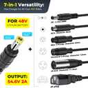 54.6V 2A Electric Charger for 48V Lithium Battery (13S Li-ion Battery),Universal 48 Volt Lithium Battery Charger with 7 Charging Port Plugs
