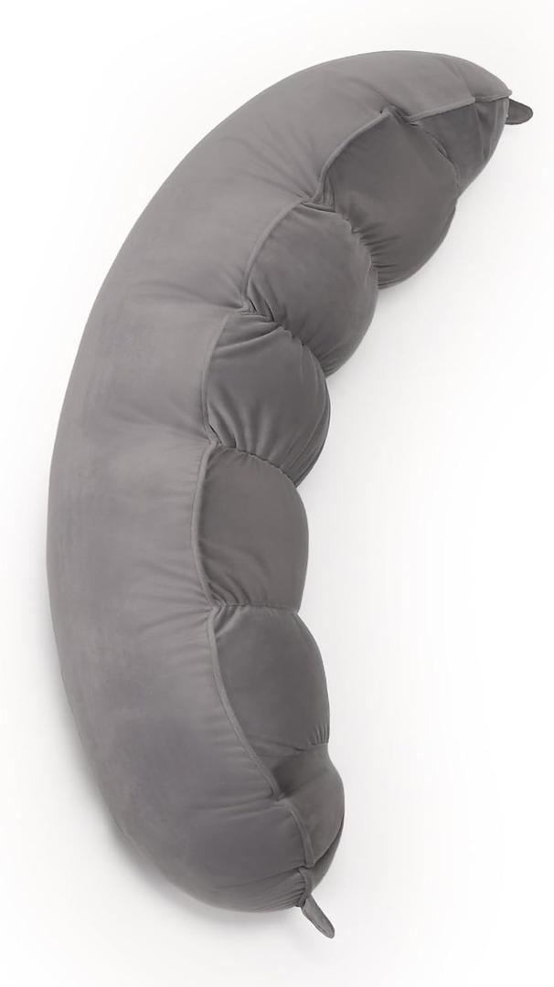 Peallow(Pat. Pend)  Long Round Body Pillow for Adults, Bolster Pillow for Sleeping, Soft and Supportive Pillow for Sleeping & Lumbar Support (Urban Grey, 29.5")