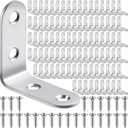 Pelopy 100 Pcs L Shaped Bracket Corner Brace Stainless Steel 90 Degree Corner Brace Heavy Duty Right Angle Bracket for Wood Furniture Chair Drawer Cabinet with Screws (1.57 x 1.57 Inch)