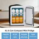 Antarctic Star 4L/6 Can Portable Mini Fridge,Personal Compact Refrigerator,Small Cooler for Food,Drinks or Skin Care, AC/DC for Bedroom, Car, Office & Dorm, Black