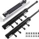 BaiNong Valet Rod for Closets Pull Out 12" Black with 4 Hooks (2Pack) | Closet Valet Rod Slide Out for Closets, Laundry Rooms, RVs Space-Saving