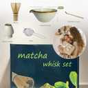 Taruzil Matcha Whisk Set with Matcha Bowl, Matcha Bamboo Whisk, Scoop, Sifter, Matcha Whisk Holder Unique Gifts for Women Mom Her Girl Friend Home Kitchen Decor Gifts for Christmas, Birthday