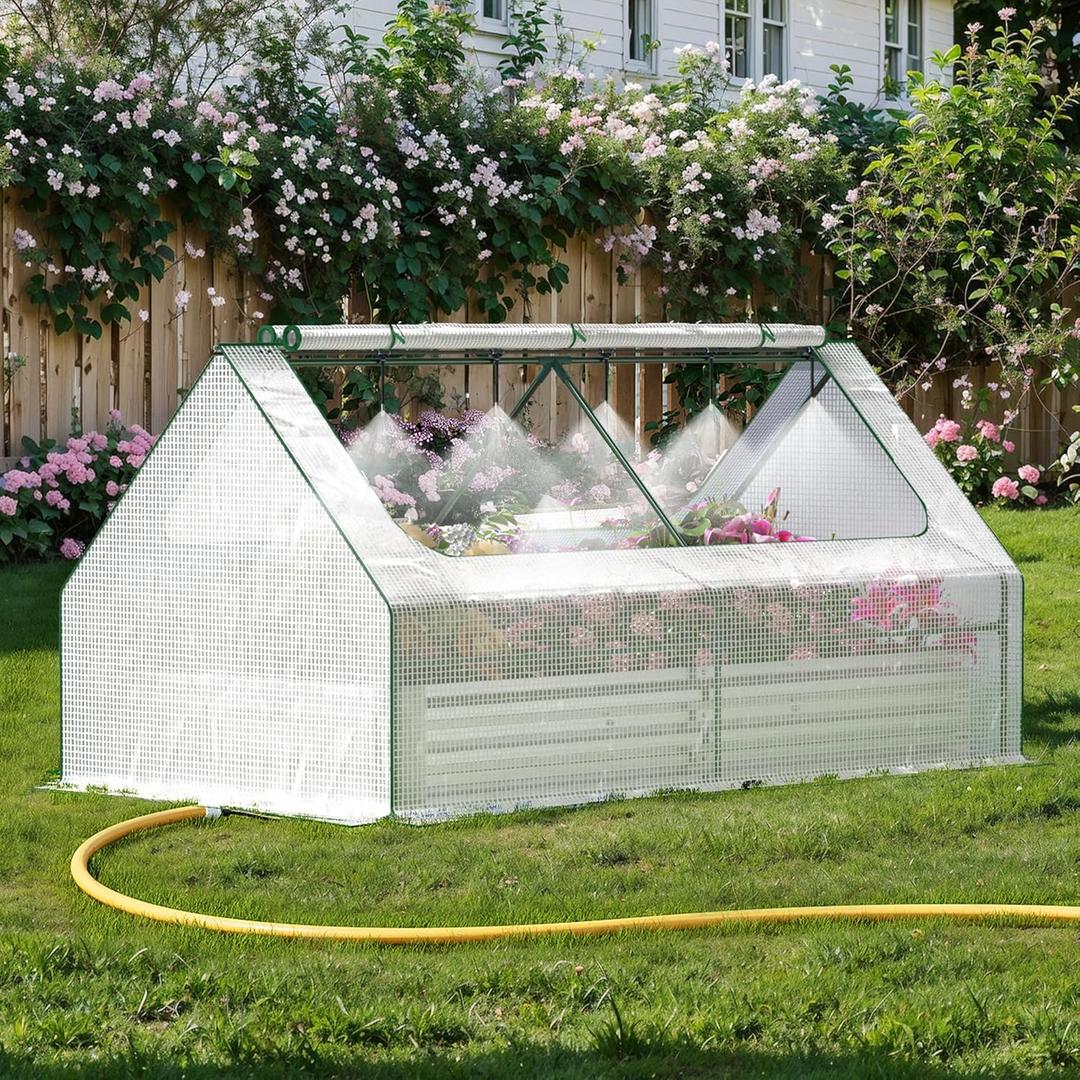 Lineware Raised Garden Bed with Self-Watering System, 6x3x1 ft Elevated Planter Boxes Outdoor with PE Cover, Galvanized Raised Beds for Gardening,Vegetables,Flowers, Backyard, Patio