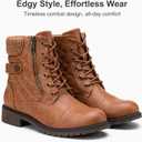 Vepose Women's Combat Ankle Boots Lace up Comfortable Short Booties Low Heel (12, Brown)
