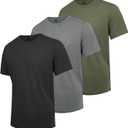 Mens T-Shirts Multi Pack Crewneck Cotton Tee Short Sleeve Classic Pullover Basic Summer Tops (Large, Style A-3 Pack-black, Dark Gray, Army Green)