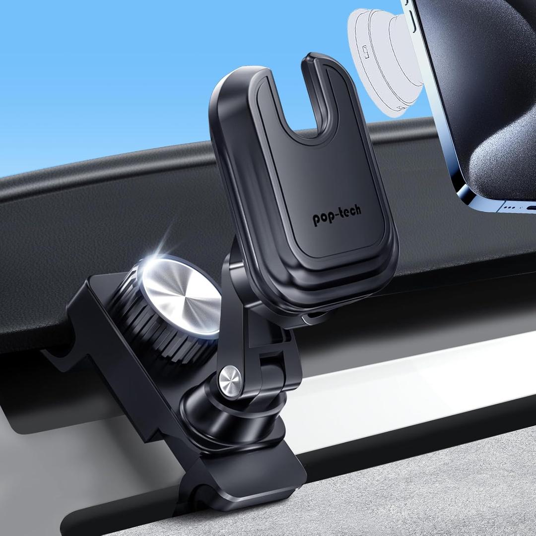 pop-tech Socket Car Mount for Tesla Model Y 2024-2020: Dashboard Air Vent ModelY Cell Phone Holder with Adjustable Telescopic Base for iPhone Samsung - Compatible with Pop Wallet Socket Grip