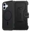 FNTCASE for iPhone 16 Magnetic Case: Dual Layer Shockproof Protective Cell Phone Cover with Rugged Belt-Clip Holster | Heavy Duty Military Grade Drop Protection Non Slip Textured Phonecase Black