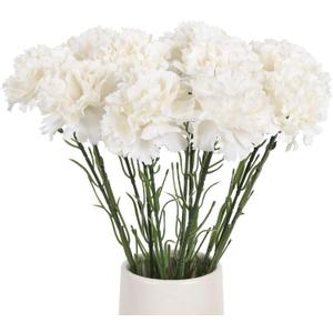 Vintage White Carnations - 12PCS Silk Fake Flowers for Wedding Centerpieces, Bridal Shower, Dining Table, Home Party, Birthday Decor