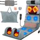 Full Body Massage Mat with Heat,Electric Massage Pad for Neck,Back,Foot&Full Body Pain Relief,10 Vibrating Nodes 3 Heating Levels W/ Detachable Neck,Foot Massager,Head Pillow&Inflatable Lumbar Pillow