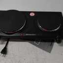 Elite Gourmet EDB-302BF# Countertop Double Cast Iron Burner, 1500 Watts Electric Hot Plate, Temperature Controls, Power Indicator Lights, Easy to Clean, Black