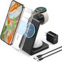 3 in 1 Magnetic Wireless Charger for Google Pixel Watch 3/2, Compatible with MagSafe, Fast Charging Stand with Adapter for Pixel 9 Pro/XL/9a/9/8 Pro/8a/8/7 Pro/7a/7/6/6 Pro, Pixel Buds Pro 2
