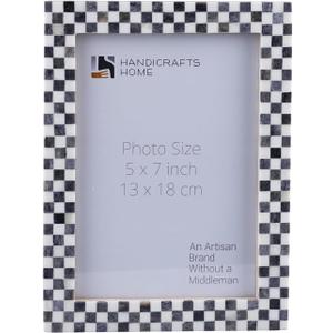 Handicrafts Home 5x7 Picture Frame, Checkered Black & White Frames, Handmade Decorative Photo Frame for Wall Decor & Desk Decor Gallery Wall Frame, Shelf Decor, Vintage Look Holiday & Wedding Gift