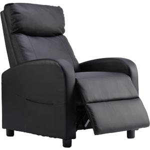 Sweetcrispy Recliner Chair PU Leather Recliner Sofa No Massage, Home Theater Seating with Lumbar Support, Adjustable Push Back Overstuffed High-Density Sponge Reclining for Living Room, Black (34.3"D x 26.7"W x 38.6"H (No Massage))