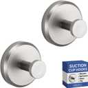 HOME SO Suction Cup Hooks for Shower, Bathroom, Kitchen, Glass Door, Mirror, Tile  Loofah, Towel, Coat, Bath Robe for Hanging up to 15 lbs  Polished Matte Chrome, Brushed Nickel (2-pack)