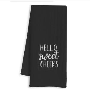 Funny Sweet Cheeks Bathroom Hand Towels, Funny Black Hand Towels for Bathroom Washroom Restroom Decor, 16x24 Inch