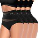 Women's High Waisted Underwear Postpartum Stretch Full Coverage Breathable Briefs 4 Packs Panties (3X-Large, Black)