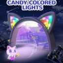 iClever Kids Headphones Cat Ear, LED Light Up, 85dBA Safe Volume, Stereo Sound Toddler Headphones for Travel School, Foldable 3.5mm Wired Kids Headphone for iPad Tablets, Meow Lollipop-Purple