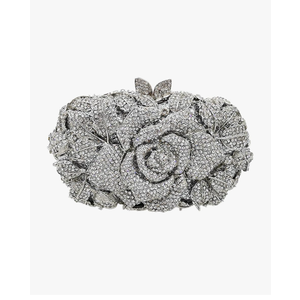 Rose Flower Crystal Purses Sparkly Rhinestone Evening Clutch for Women Wedding Party Cocktail Handbags