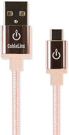 CableLinx Elite 8" Micro to USB-A Charge & Sync Braided Cable for ChargeHub - Compatible with Samsung Tablets, Kindle Fire Charger, Micro USB Devices (Rose Gold)