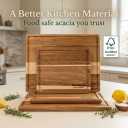Indonesian Acacia Wood Cutting Board Set of 3 | Extra Thick 0.8 Wooden Chopping Boards with Deep Juice Grooves | FSC Certified | Warp-Resistant & Knife-Friendly | Large, Medium & Small