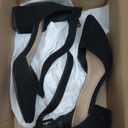 DREAM PAIRS ANNEE Pointed Toe Low Chunky Heels Pump Shoes (8, Black/Nubuck)