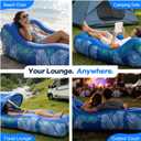 Inflatable Lounger with Sun-Shade Tent,Inflatable Couch with Pillow, Waterproof Beach Bed Camping Chair Air Sofa for Hiking Backyard Lakeside Travel Beach Park Picnics & Music Festivals（Blue）