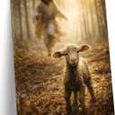 OWTXPXRY Jesus Running After Lost Sheep Canvas Wall Art, 24x36in