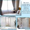 Juexica Transparent Wave Curtain Tape, 25 Meter 350 Hooks Ripple Fold Tape for Curtains and Drape Accessories